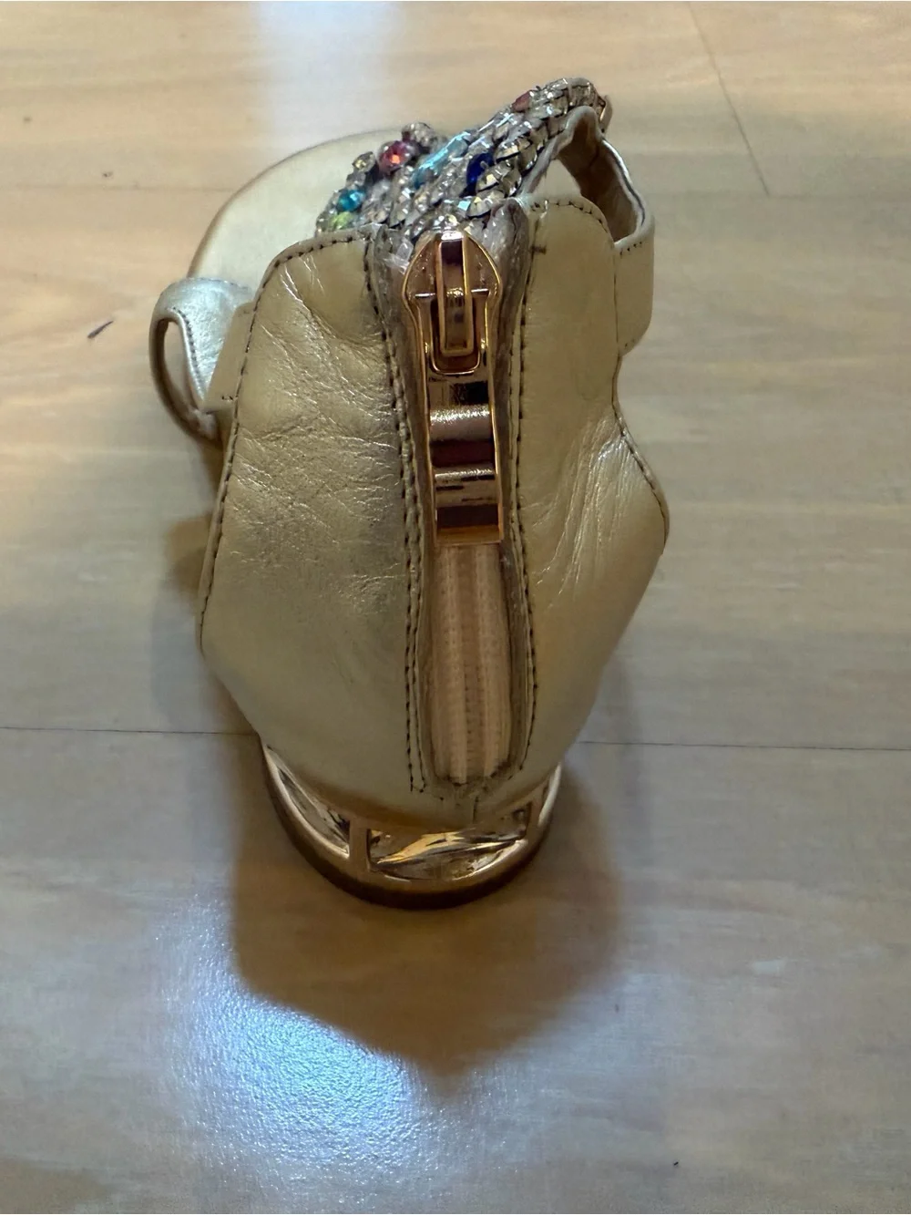 Embellished Gold Jeweled Women's Sandals